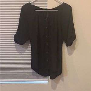 Women’s quarter sleeve black button up blouse